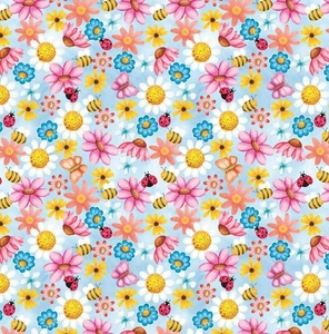 Yard ~ Sunshine Garden On Blue By Benartex ~ $3.99 Ships ANY Amount Fabric - Picture 1 of 4