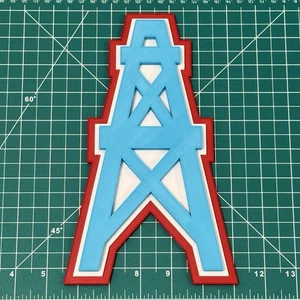 Houston Oilers Impreso en 3D Azul Rojo Blanco Montaje en Pared Sala de Arte Hombre Cueva Decoración NFL - Imagen 1 de 4