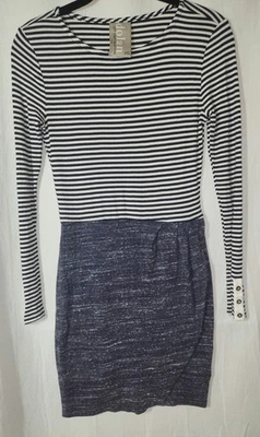 Vestido Jersey Dolan Anthropologie Azul Costal Rayas Tejido Talla XXS Manga Larga Foto 1 de 4