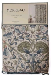 Morris & Co LODDEN Cotton Fabric Shower Curtain 72"X72" Teal And Green  Floral - Picture 1 of 6