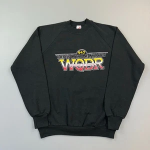 Vintage Jerzees Sweatshirt Herren Large schwarz Country Radio Grafik Pullover USA - Bild 1 von 9
