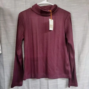 Knox Rose Turtleneck Top Womens Medium Plum Purple Long Sleeve - Picture 1 of 5