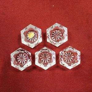 Vintage Set of 5 Bohemia Crystal Glass Open Salt Cellar Clear Czechoslovakia - Picture 1 of 10
