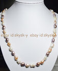 Long 25 Inches Natural 9-10mm Baroque Multi-colored Freshwater Pearl Necklaces