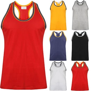 NUEVO CHALECO PARA HOMBRE 100% ALGODÓN TOP SIN MANGAS MUSCULOSAS VERANO PLAYA - Imagen 1 de 12