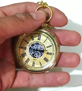 Reloj Bolsillo Náutico Estilo Vintage - Reloj Único Tesoro Coleccionable Latón 2" - Imagen 1 de 5