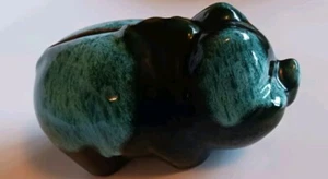 Vintage Pottery Drip Blue Green Glaze Pig Bank Windsor Canada - Picture 1 of 8
