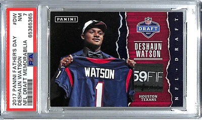 2017 Panini Father's Day DESHAUN WATSON NFL Draft Patch Card #DW Graded PSA 7 - Image 1 of 3
