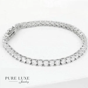Women's 7" Silver Stainless-Steel Cubic Zirconia link Stone Bracelet*BOX - Picture 1 of 4