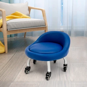 Low Height Footstool W/Backrest Wheels Foot Rest Footrest Stool Office Home Shop - Picture 1 of 12