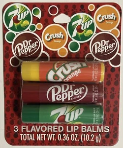 Dr. Pepper Lip Balm Taste Beauty & Orange Crush 7-UP Soda Flavors - Picture 1 of 2