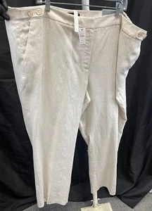 Talbots Pants Women’s Size Plus 24W Windsor Wide Leg 100% Linen Beige - Picture 1 of 8