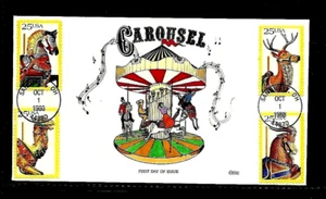 2390-3 25c Stamp Set (1988) THE CAROUSEL ANIMALS FDC FROM FRED COLLINS !!! - Picture 1 of 1