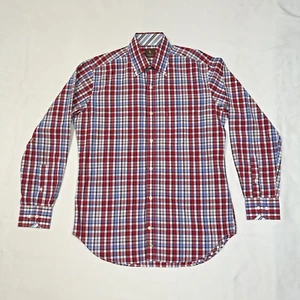 TAILORBYRD Camicia Uomo Tg M Rossa Plaid Manica Lunga Cotone Bottoni Cotone Golf - Foto 1 di 8