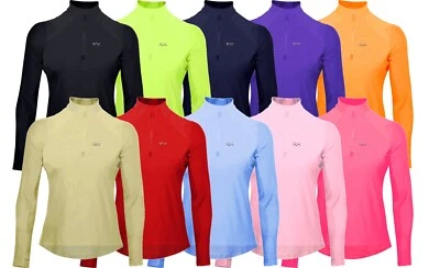 Women Running Top Sweatshirt Quick Dry Stretch Track Jogging Sports T-Shirt Zip - Image 1 of 4