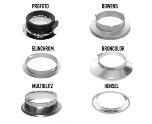 Adattatori per Softbox Bowens Elinchrom Multiblitz Profoto Broncolor Hensel - Photo 1/11