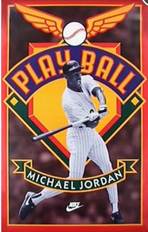 Póster Nike Michael Jordan PlayBall béisbol NUEVO 1994 MLB White Sox 24 X 36 Foto 1 de 1