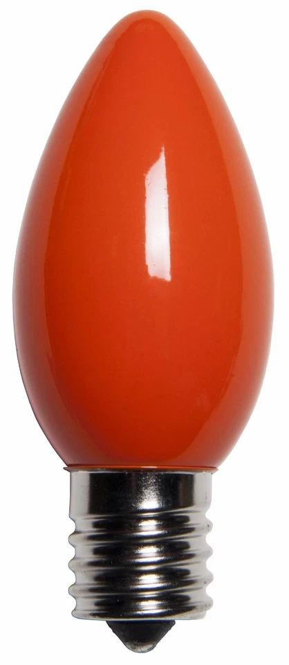 25 C9 Orange Ceramic Incandescent Christmas Light Bulbs 7 Watt E17 Base - Image 1 of 1