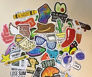 Essen & Sarkasmus Aufkleber - Handarbeit, Vinyl wasserdicht - super süß!  30er Set - Bild 1 von 4