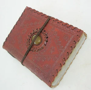 5X7 Mens Leather Writing Journal Diary Blank Book of Shadows Grimoire Spell Book - Picture 1 of 5