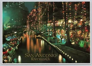 Postal vintage de San Antonio Texas, Riverwalk at Night - Imagen 1 de 2