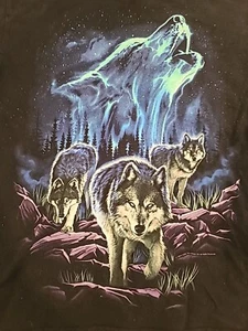 ODM Wolf Trio Shirt Spirit Animal Howling 2020 Night Sky Medium - Picture 1 of 6