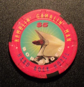 Hard Rock Las Vegas $5 Bob Seger 1995 Casino Chip ...AUCT#0600 - Picture 1 of 2