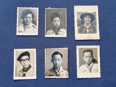 6 GENUINE 1940's/50's FRENCH INDO CHINA / VIETNAM SCOUTS ID SIZE PHOTOS - Image 1 of 4