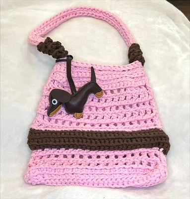 By Lucy - handmade handbag women, pink & coffee, medium, with strap, cloth made - Image 1 of 2