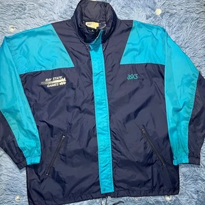 VINTAGE Asics Colorblock Windbreaker Jacket Size XL Mens Bay State Games Blue - Picture 1 of 15