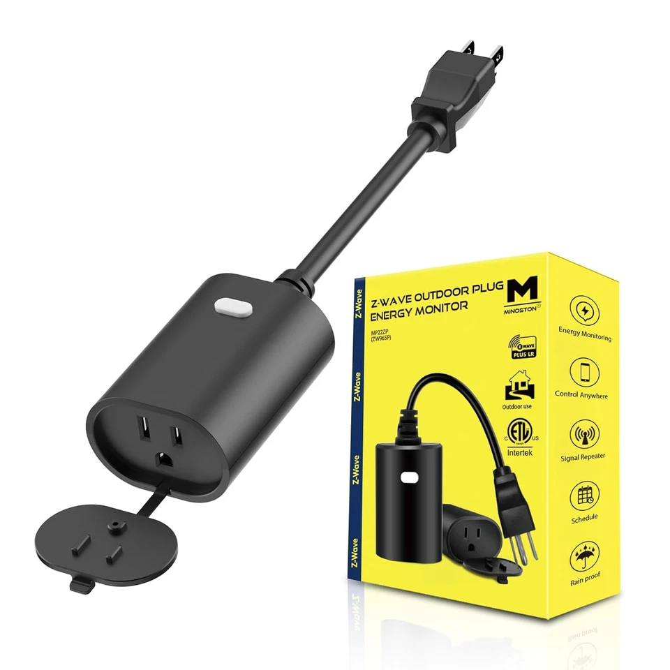 Умная вилка Zwave, наружная вилка Z-Wave с мониторингом энергопотребления, встроенная розетка Zwave - Изображение 1 из 4