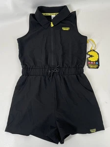 Justice Girls Pacman Romper Size L Black Zip Front Drawstring Waist - Picture 1 of 5
