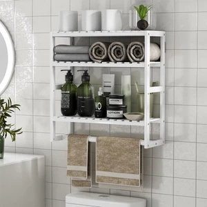 PPN Towel Rack Bathroom Storage Shelves Over The Toilet with Towel Bar 100% B... - Picture 1 of 8