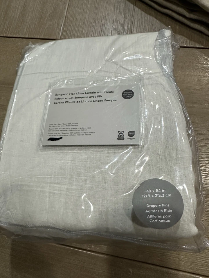 West Elm European flax Linen Pleated Drape  48x84" 1 panel Alabaster - Image 1 of 1