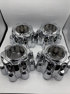 4 FORD F-250 F-350 NON OEM WHEEL CENTER CAP CHROME 4X4 S704-04 With METAL TABS - Picture 1 of 6