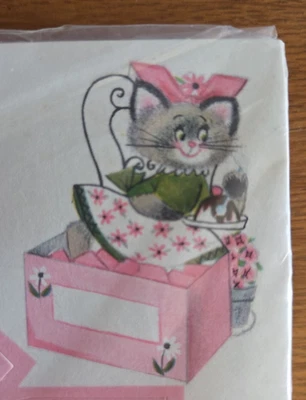 32 Vintage Hallmark 1950s Cat Die Cut Birthday Shower Tea Party, Candy Nut Cups - Image 1 of 4