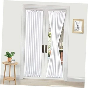 French Door Curtains – Rod Pocket Thermal 36"W x 72"L (Pack of 1) Pure White - Picture 1 of 7