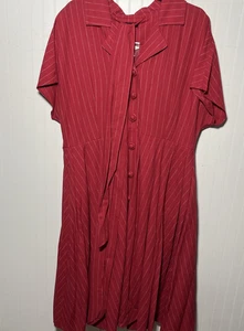 J Peterman Shirt Dress Womens 18 Full Skirt Sash Tie 50s Housewife Mad Men - Picture 1 of 15