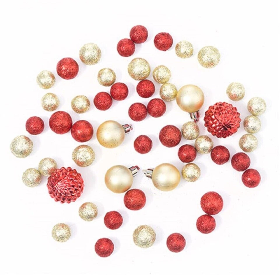Paquete de 54 bolas de relleno florales navideñas rojas y doradas Foto 1 de 2