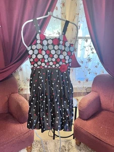 Fun Girls Party Dress! Red,Black & White, Polka Dots. Size 16. Back Zip & Tie - Picture 1 of 13