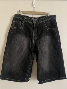 Pantaloncini jeans denim nero Southpole nuovi con etichetta taglia 36 - Foto 1 di 8