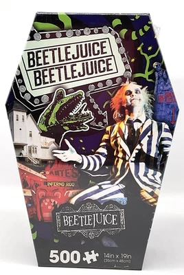 Beetlejuice 500 Piece Puzzle Coffin Box Puzzle Art Poster 14in x 19in Aquarius - Image 1 of 4