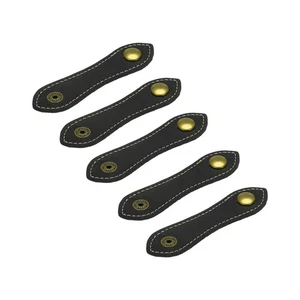 5Pcs Leather Cable Straps Cord Organizer 100x20mm Cable Ties Portable Black - Afbeelding 1 van 6