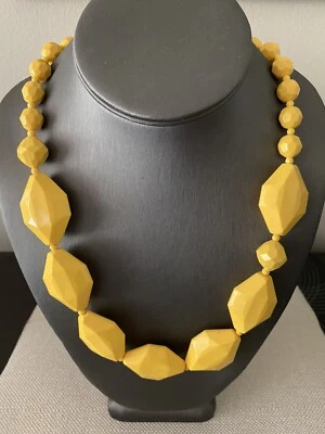Claire's Large Chunky Faceted Necklace Yellow Beads 24" - Image 1 of 4