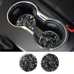 Forged Carbon Fiber Water Cup Holder Mat Sticker Trim For Ford Mustang 2015-2022 - Bild 1 von 9