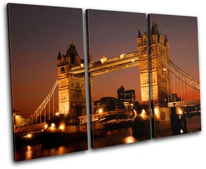 London Tower Bridge Architecture TREBLE CANVAS WALL ART Picture Print VA - Picture 1 of 1