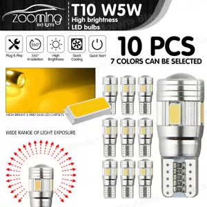 10x T10 CAR LED 501 SIDE LIGHT BULB ERROR FREE CANBUS 6SMD XENON YELLOW W5W BULB - Picture 1 of 8
