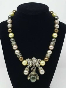 HEIDI DAUS Statement Drop Necklace DINNER W/ DECO Crystal Beaded Simulated Pearl - Picture 1 of 8