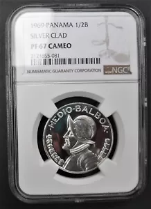 1969 Panama 1/2 Balboa  , NGC  PF 67 CAMEO ,  nice  silver coin      # 1027 - Picture 1 of 4