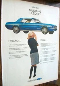 1967 67 Ford MUSTANG coupe large-mag color car ad- "Take the Pledge!" - Picture 1 of 1
